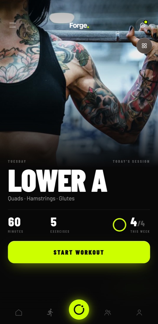 Forge training plan screen